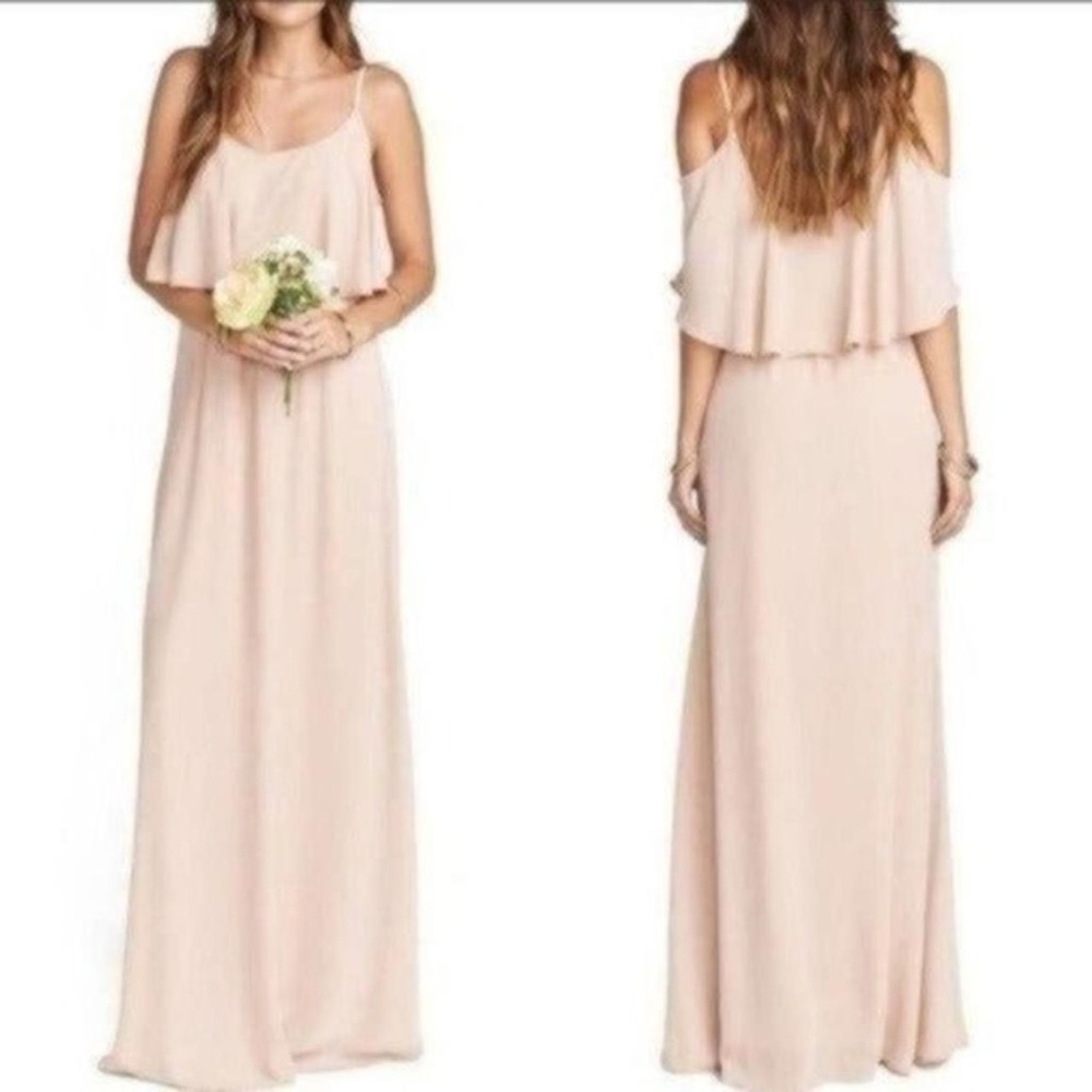 Show me your mumu Caitlin Ruffle Maxi Dress in pale pink